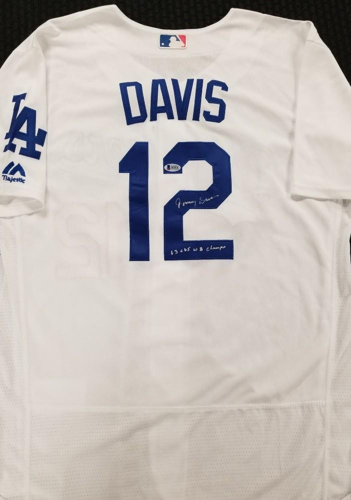 Tommy Davis signed "63 + 65 WS Champs" Dodgers Jersey autograph ~ Beckett BAS