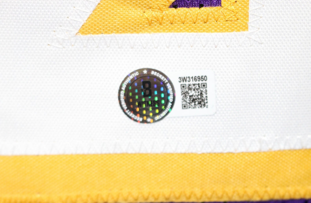 Magic Johnson Autographed/Signed Pro Style Sz XL Purple Jersey Beckett W 55360