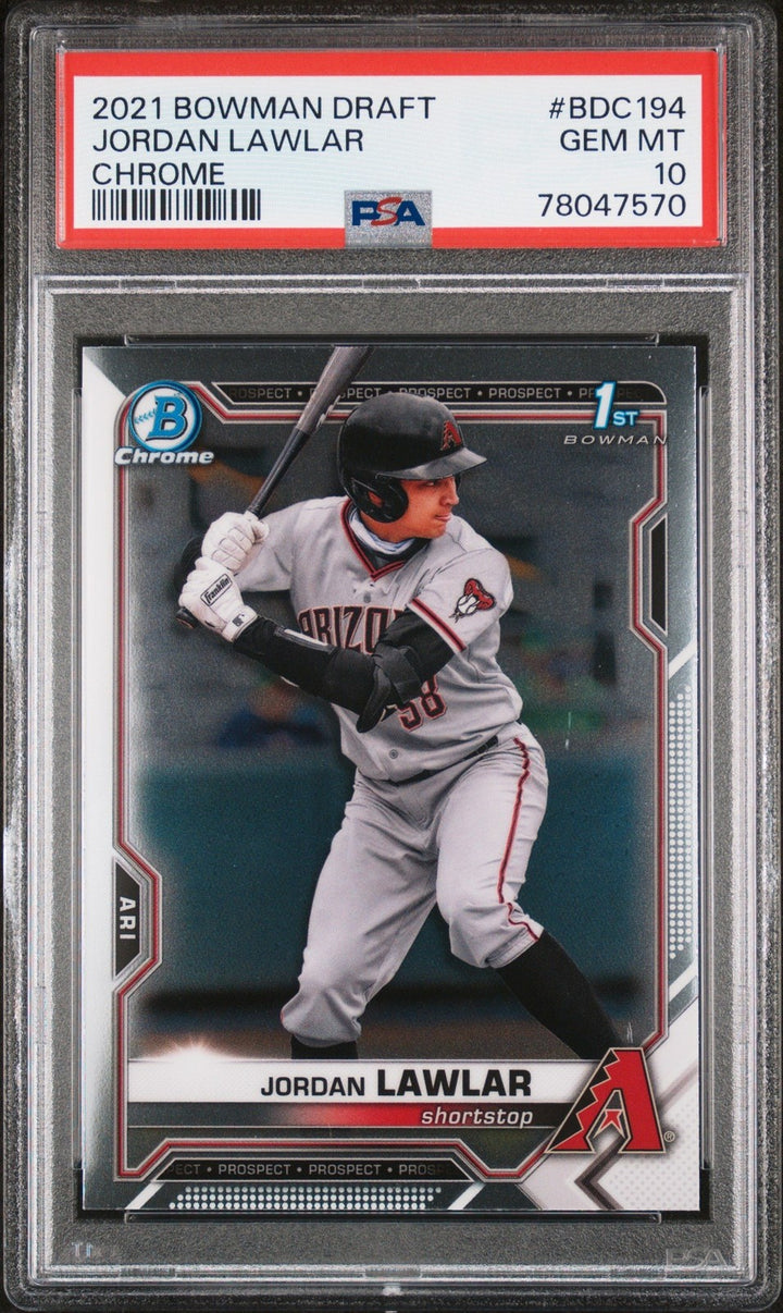 Graded 2021 Topps Bowman Draft Jordan Lawler #BDC194 Chrome Card PSA 10
