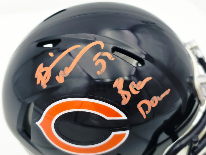Brian Urlacher Signed Bears Blue Speed Mini Helmet Bear Down BAS Witness