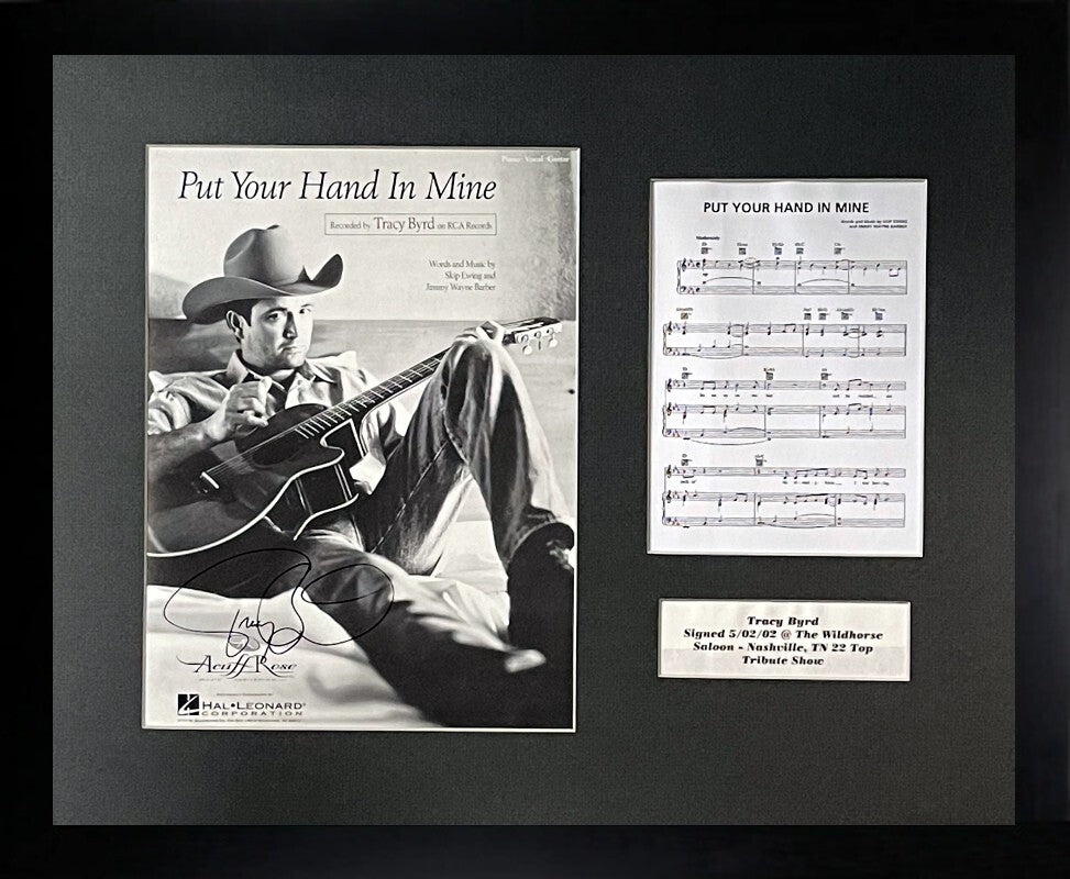 Tracy Byrd signed 1999 Put Your Hand In Mine Original Sheet Music/Lyrics Framed