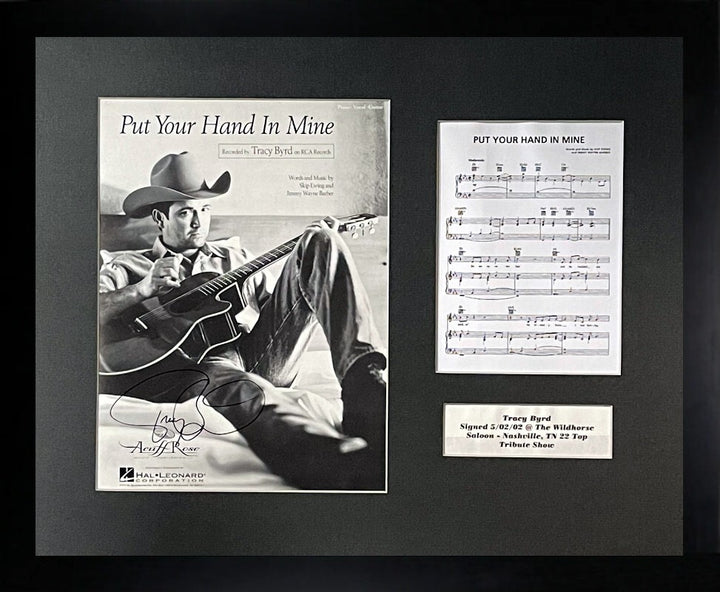 Tracy Byrd signed 1999 Put Your Hand In Mine Original Sheet Music/Lyrics Framed