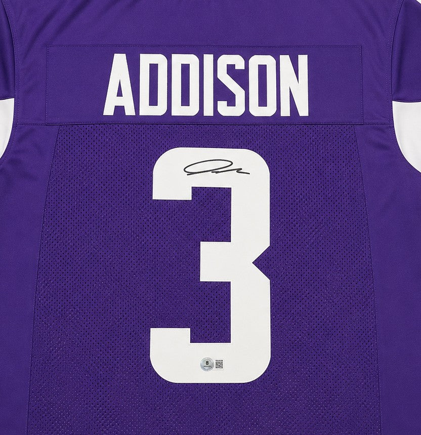 Minnesota Vikings Jordan Addison Signed Purple Jersey Beckett BAS QR