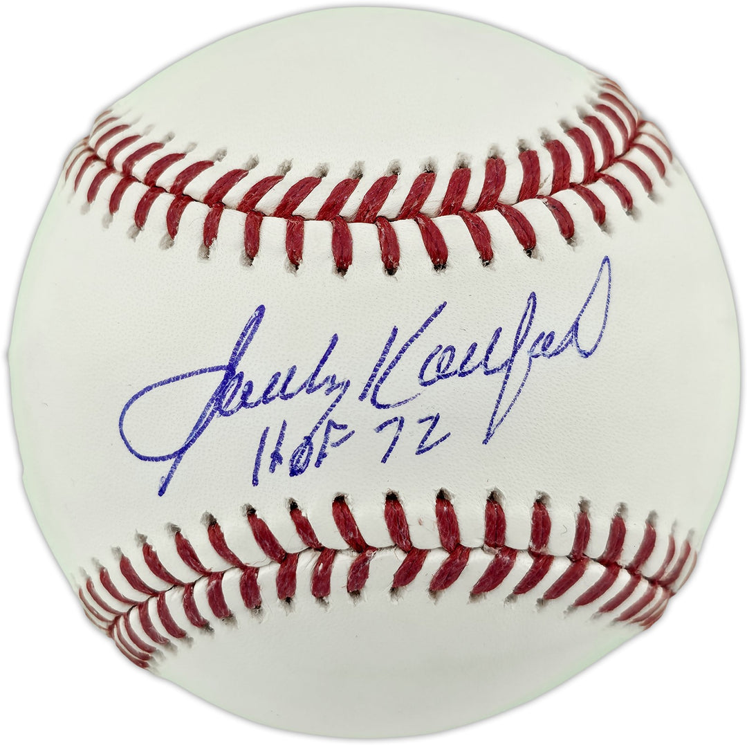 Sandy Koufax Signed MLB Baseball Dodgers "HOF 72" Fanatics MLB Holo #PX504063