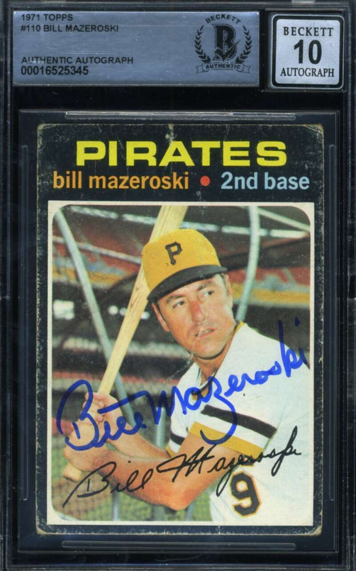 Bill Mazeroski Gem Mint 10 Beckett BAS Signed 1971 Topps Autograph