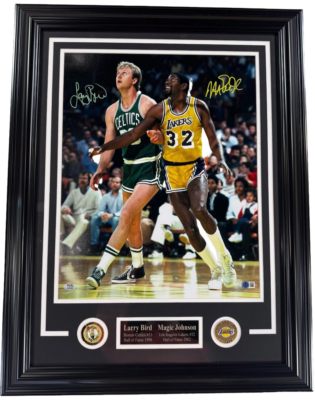 Larry Bird Magic Johnson Dual Signed 16x20 Framed Photo HOF  Auto BAS PSA COA