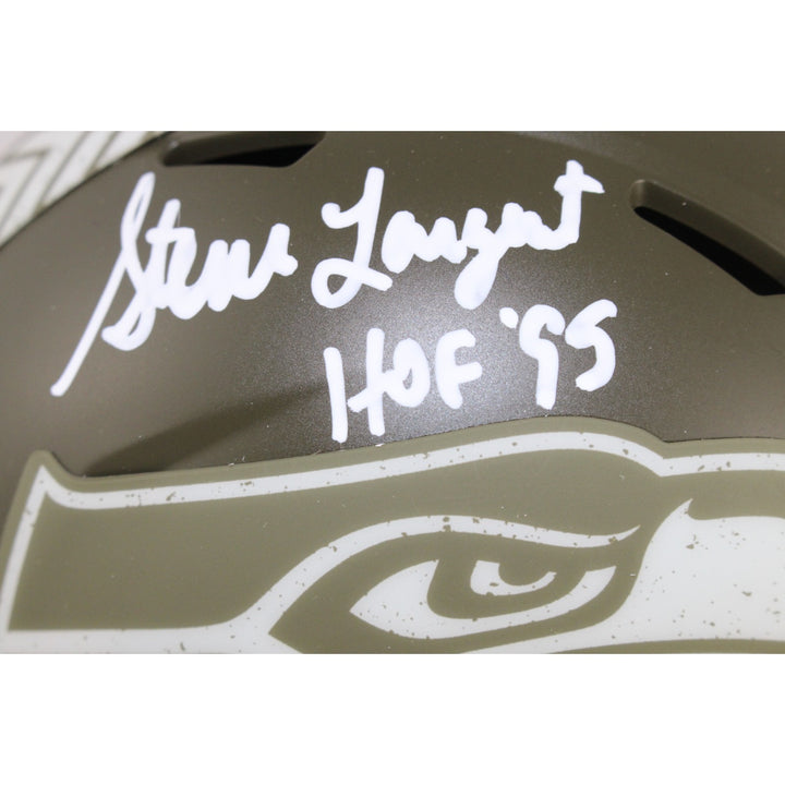 Steve Largent Autographed Seattle Seahawks 2022 STS Mini Helmet Beckett 53641