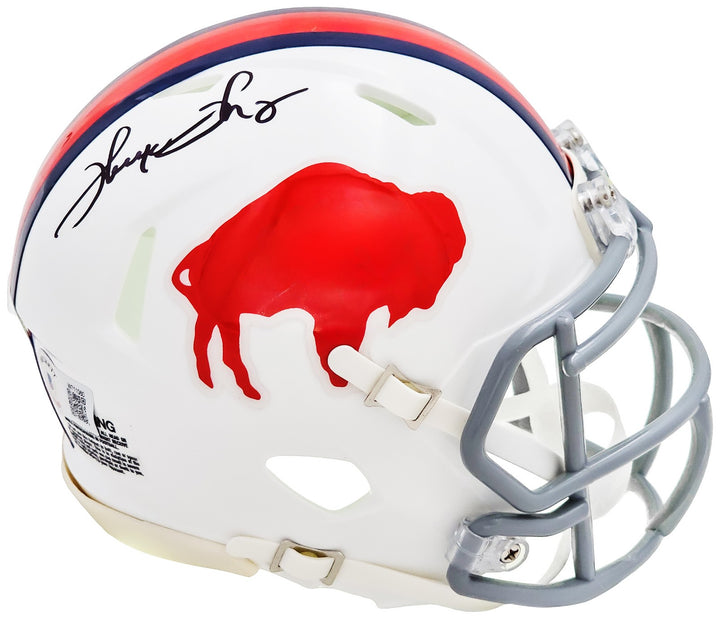 Thurman Thomas Signed 65-73 Bills Throwback White Speed Mini Helmet Beckett Wit
