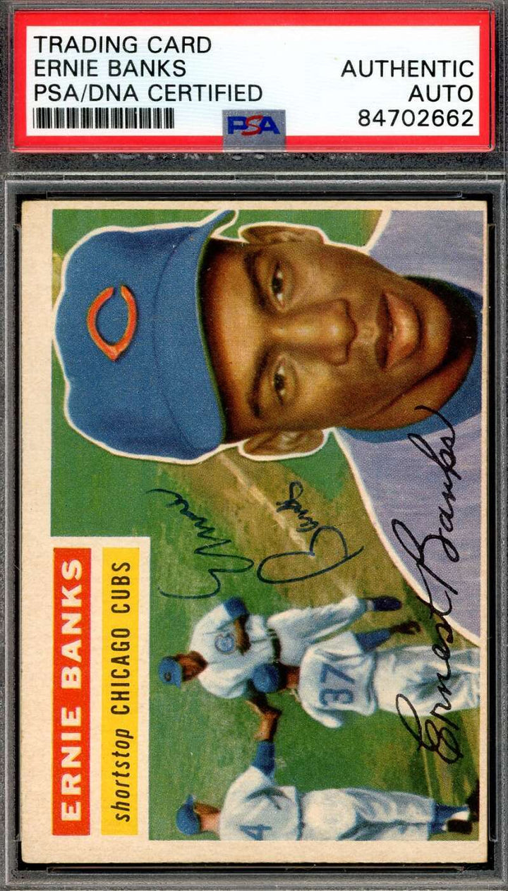 Ernie Banks PSA DNA Vintage Signed 1956 Topps Autograph
