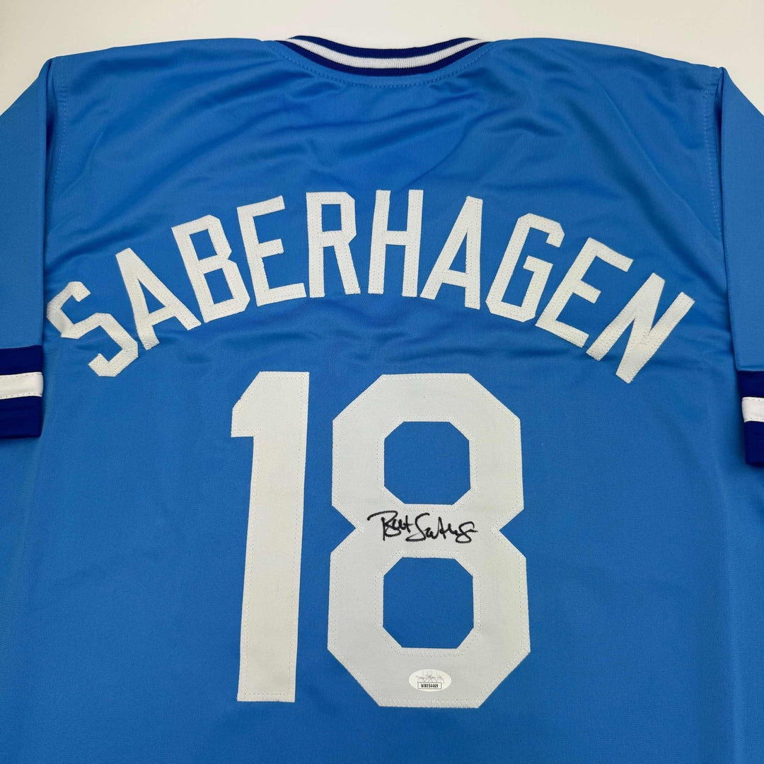 Autographed/Signed Bret Saberhagen Kansas City Light Blue Jersey JSA CO