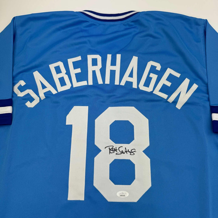 Autographed/Signed Bret Saberhagen Kansas City Light Blue Jersey JSA CO