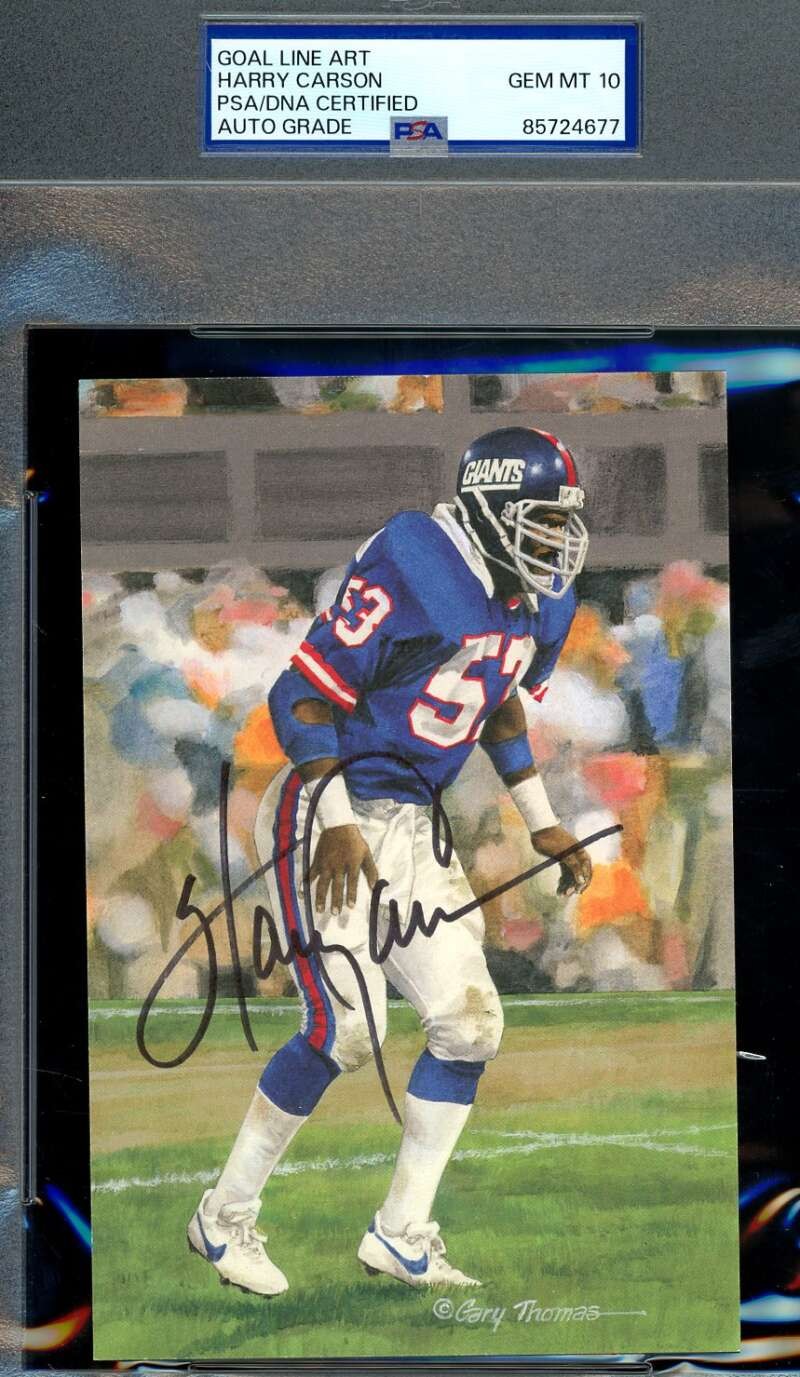 Harry Carson Gem Mint 10 PSA DNA Autograph Goal Line Art Card GLAC Signed