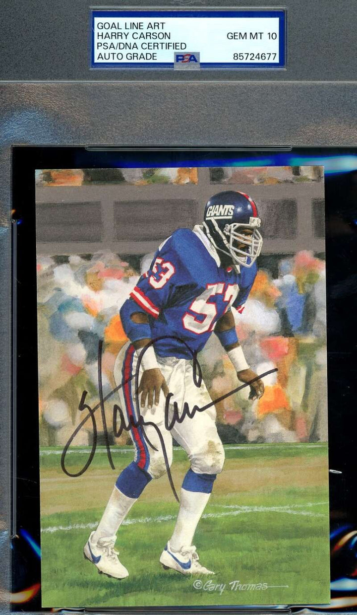 Harry Carson Gem Mint 10 PSA DNA Autograph Goal Line Art Card GLAC Signed