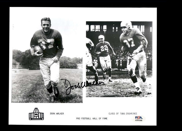 Doak Walker PSA DNA Signed 8x10 Photo Lions HOF Autographed