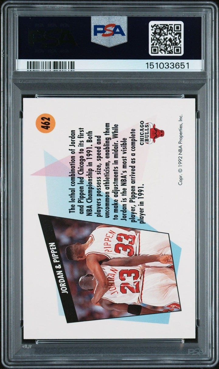 Graded 1991 Skybox Michael Jordan #462 Scottie Pippen Basketball Card PSA 10 Gem