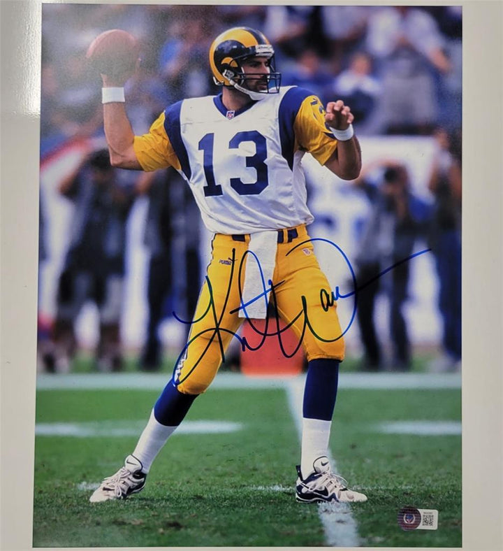Kurt Warner signed Rams 11x14 Photo #2 autograph (C) ~ Beckett BAS Holo