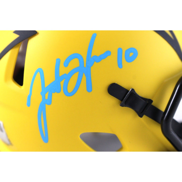 Justin Herbert Autographed Los Angeles Chargers Rave Mini Helmet Fanatics 51428
