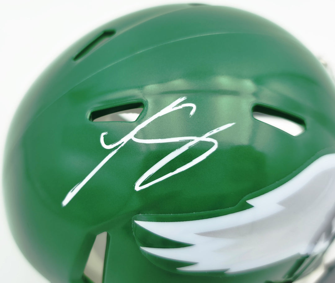 LeSean McCoy Auto Eagles Green 2023 Alternate Speed Mini Helmet Beckett Witness