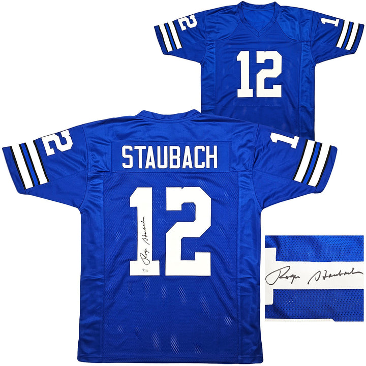 Dallas Cowboys Roger Staubach Signed Royal Blue Jersey Beckett Wit