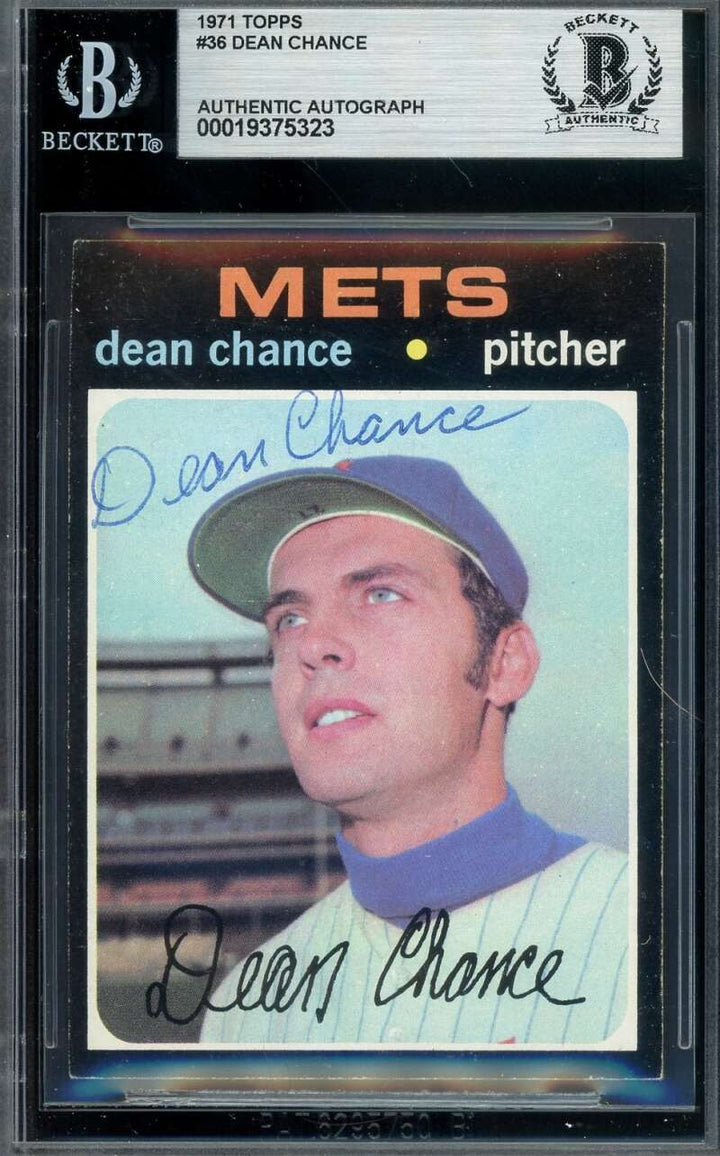 Dean Chance Beckett BAS Signed 1971 Topps Autograph Mets