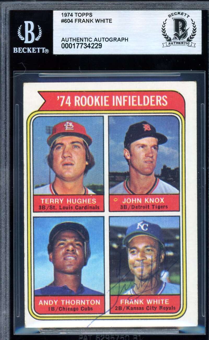 Frank White Beckett BAS Vintage Signed 1974 Topps Rookie Autograph