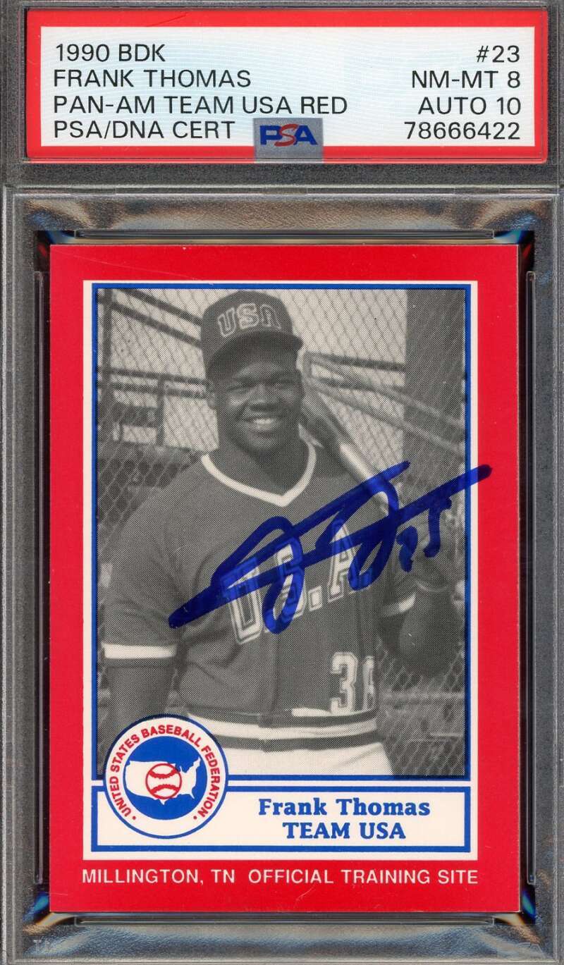 Frank Thomas Gem Mint 10 PSA DNA Signed 1990 Olympics 1997 Team Autograph