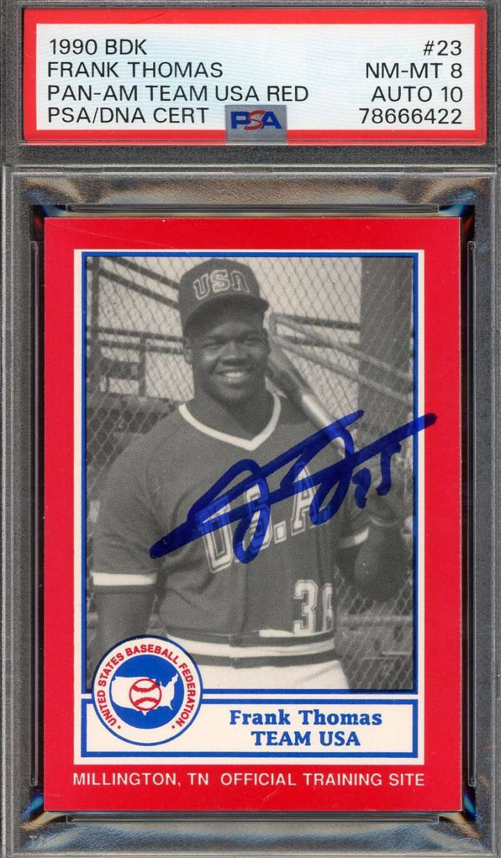 Frank Thomas Gem Mint 10 PSA DNA Signed 1990 Olympics 1997 Team Autograph