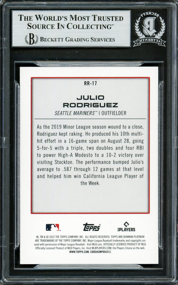 Julio Rodriguez Signed 2022 Bowman Platinum Renowned Rookies RC RR17 Beckett