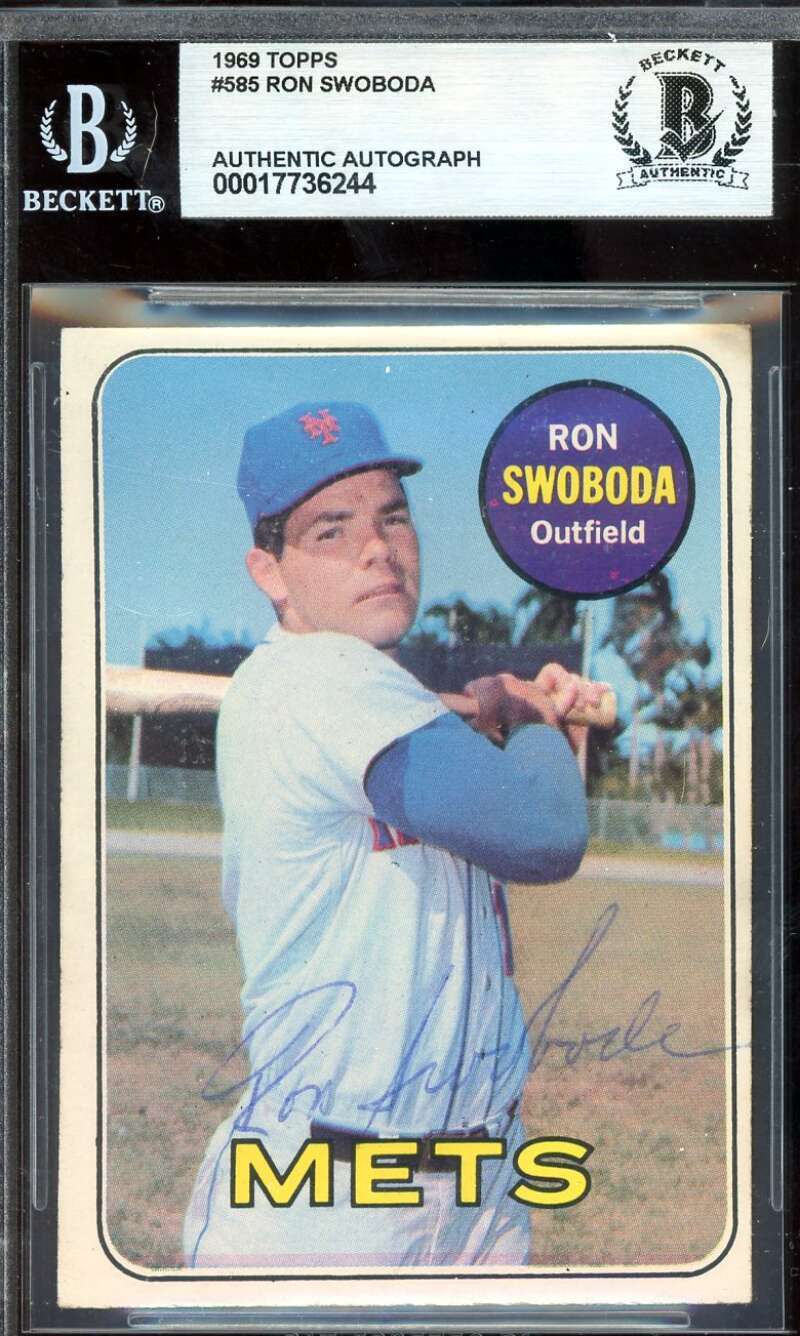 Ron Swoboda Beckett BAS Vintage Signed 1969 Topps Mets Autographed