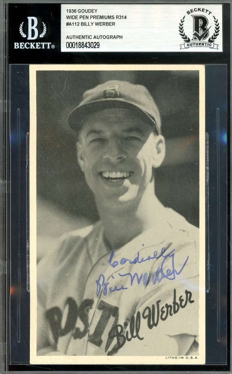Billy Werber Beckett BAS Signed 1936 Goudey Wide Pen Premiums R314 Autographed