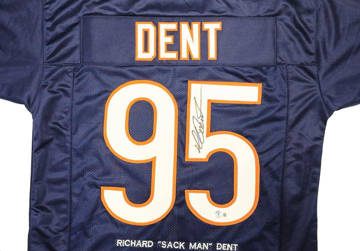 Chicago Bears Richard Dent Signed Dark Blue Jersey Stats Beckett Wit