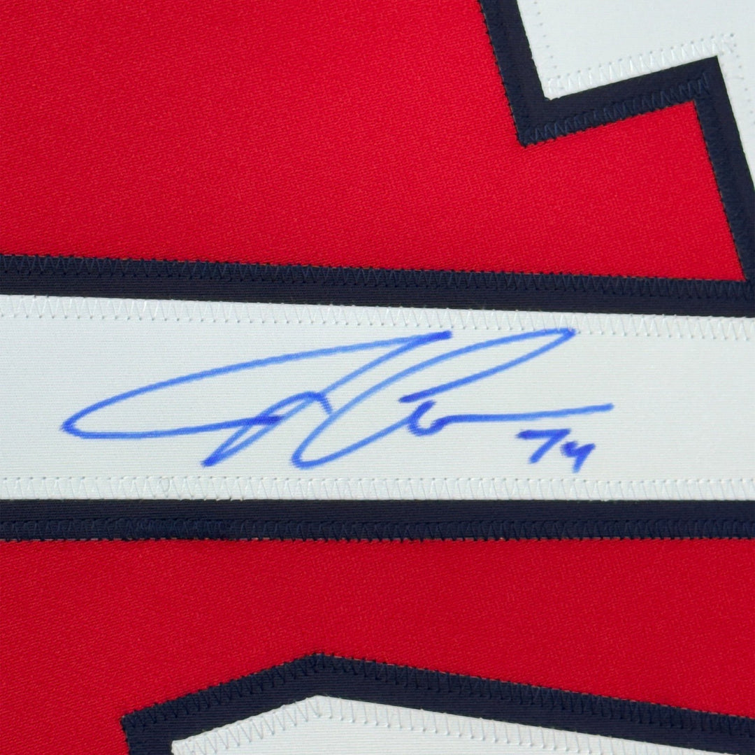 Framed Autographed/Signed John Carlson 35x39 Washington Red Jersey JSA COA