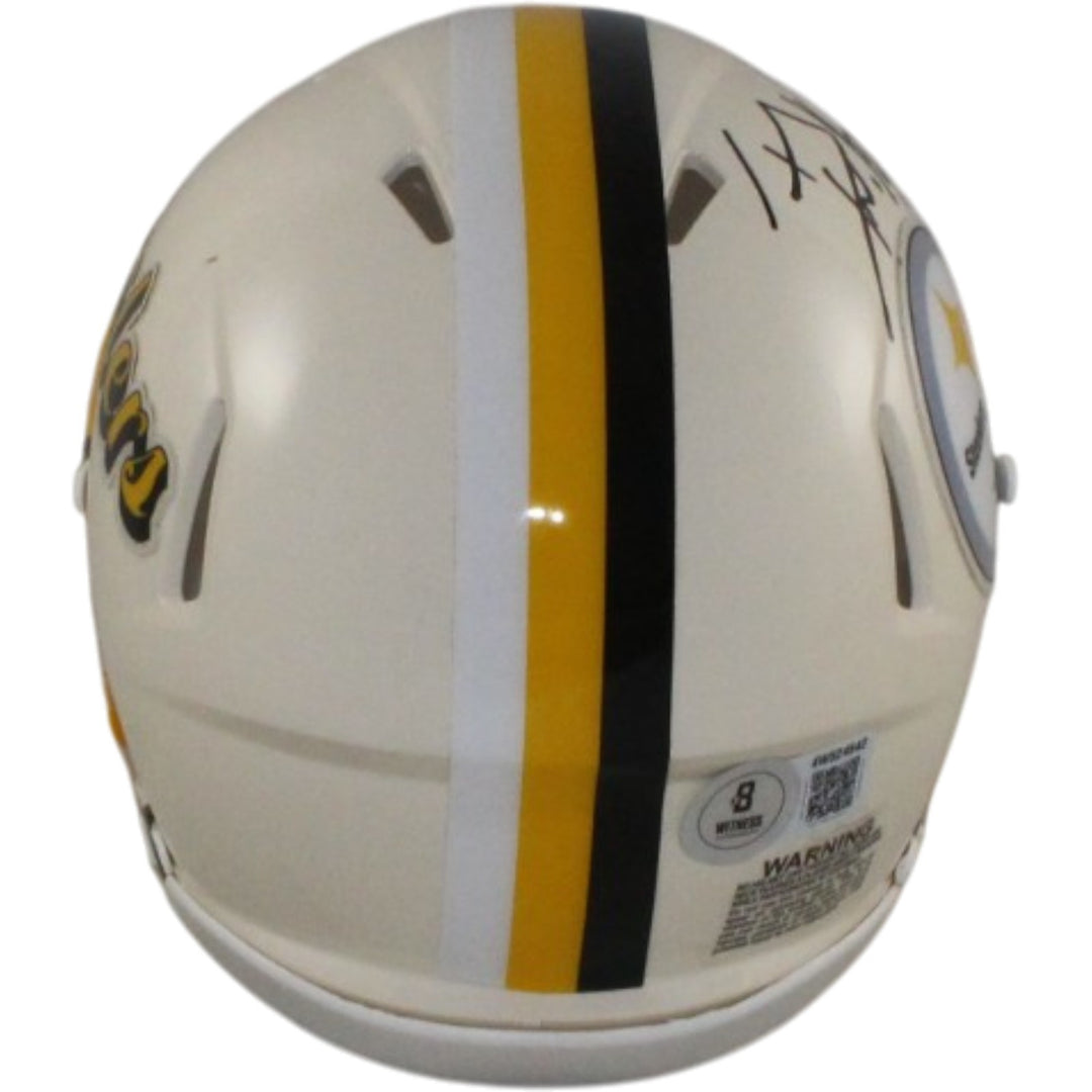 TJ Watt Autographed Pittsburgh Steelers Retro Mini Helmet Beckett Witness 56185