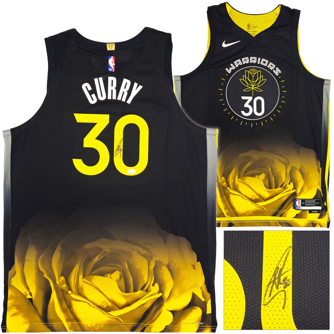 Warriors Stephen Curry Auto Black Nike Authentic City Edition Jersey Size 52 JSA