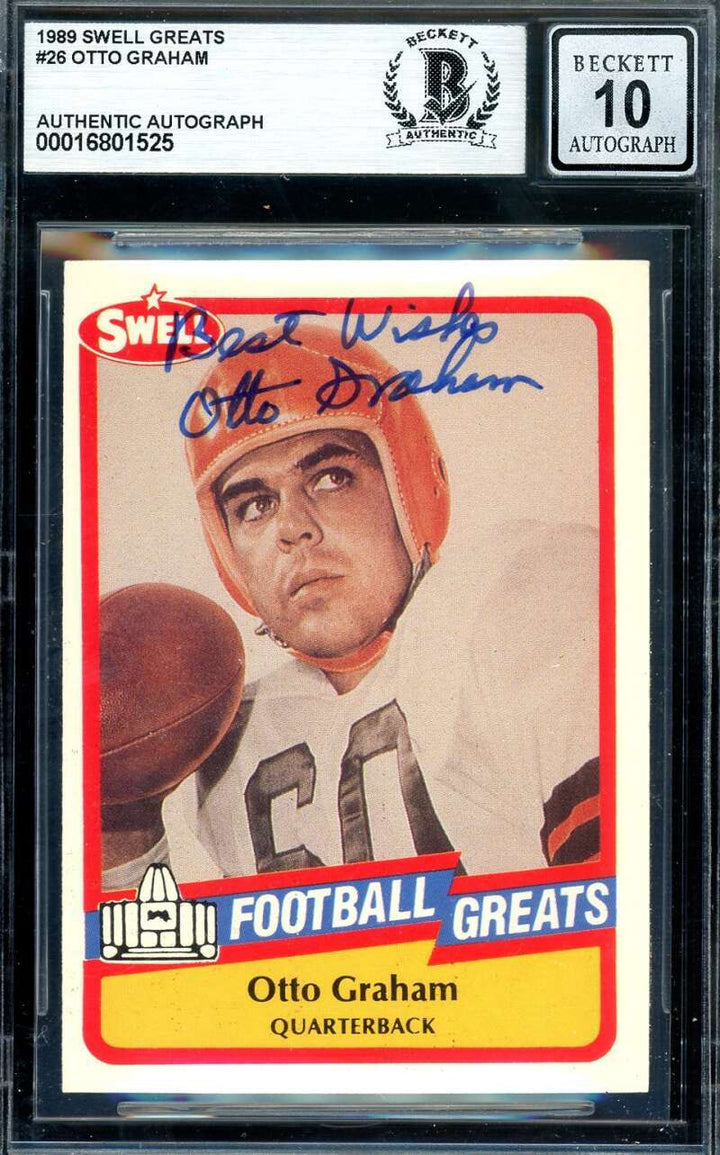 Otto Graham Gem Mint 10 Beckett BAS Signed 1989 Swell Greats Autograph