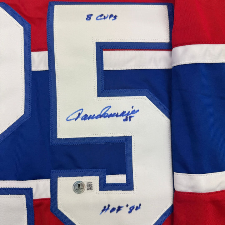 Autographed/Signed Jacques Lemaire Montreal Red Jersey Beckett BAS COA
