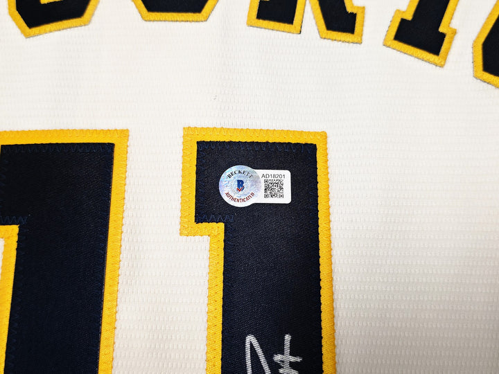 Milwaukee Brewers Jackson Chourio Signed Cream Nike Jersey Size XL Beckett