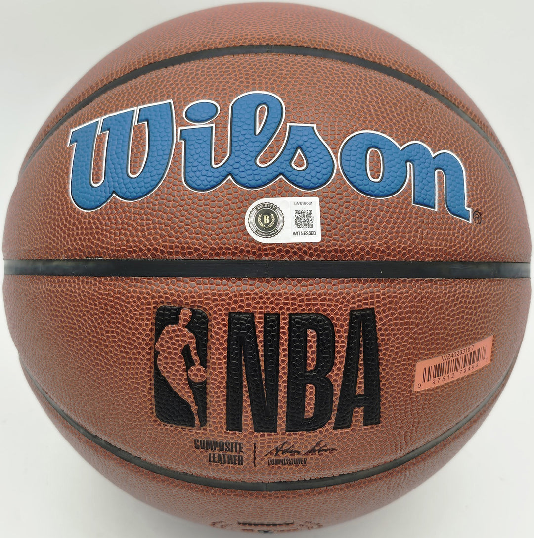 Kevin Garnett Signed Composite Leather Logo Basketball Timberwolves BAS Witness