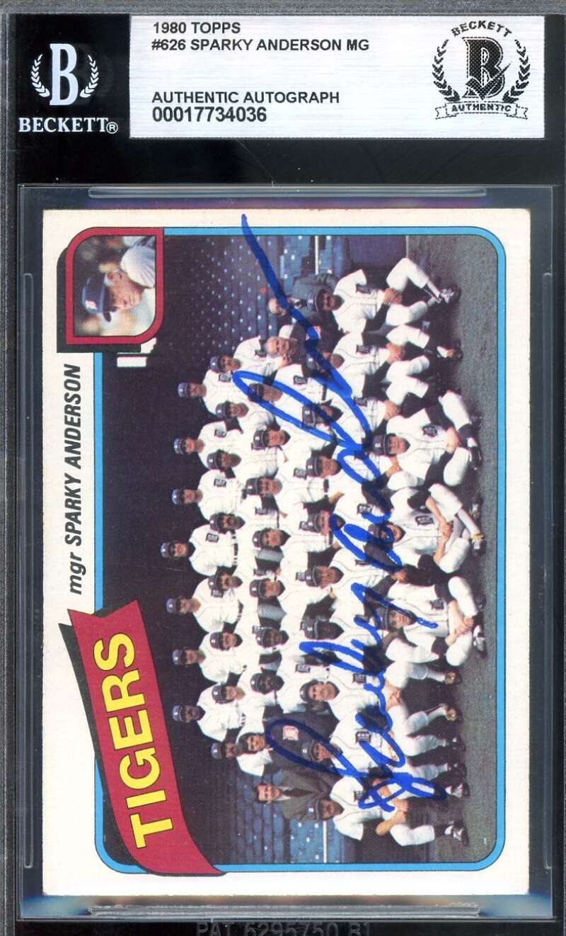 Sparky Anderson Beckett BAS Signed 1980 Topps Autograph