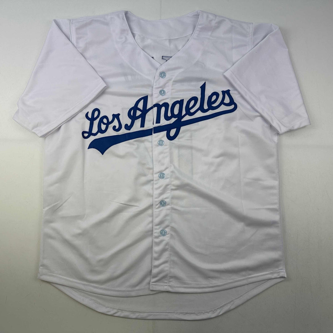 Facsimile Autographed Shohei Ohtani Los Angeles LA White Auto Jersey Men's XL