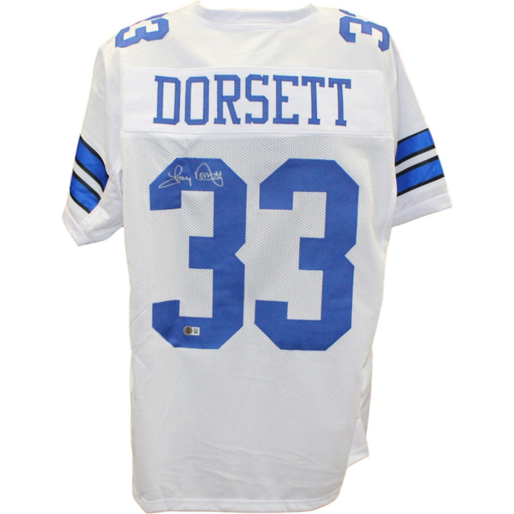 Tony Dorsett Autographed Pro Style Sz XL White Jersey Beckett Witness 56401