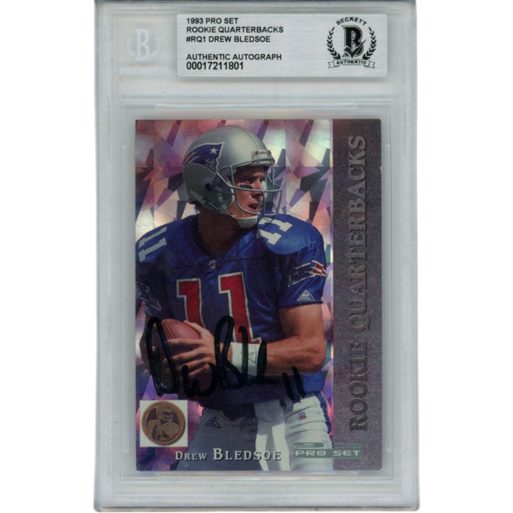 Drew Bledsoe Signed New England Patriots 93 Pro Set Card Slab Beckett 56130