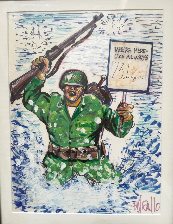 Bill Gallo ORIGINAL Marines Color Painting Signed 1/1 Art Daily News Framed Auto