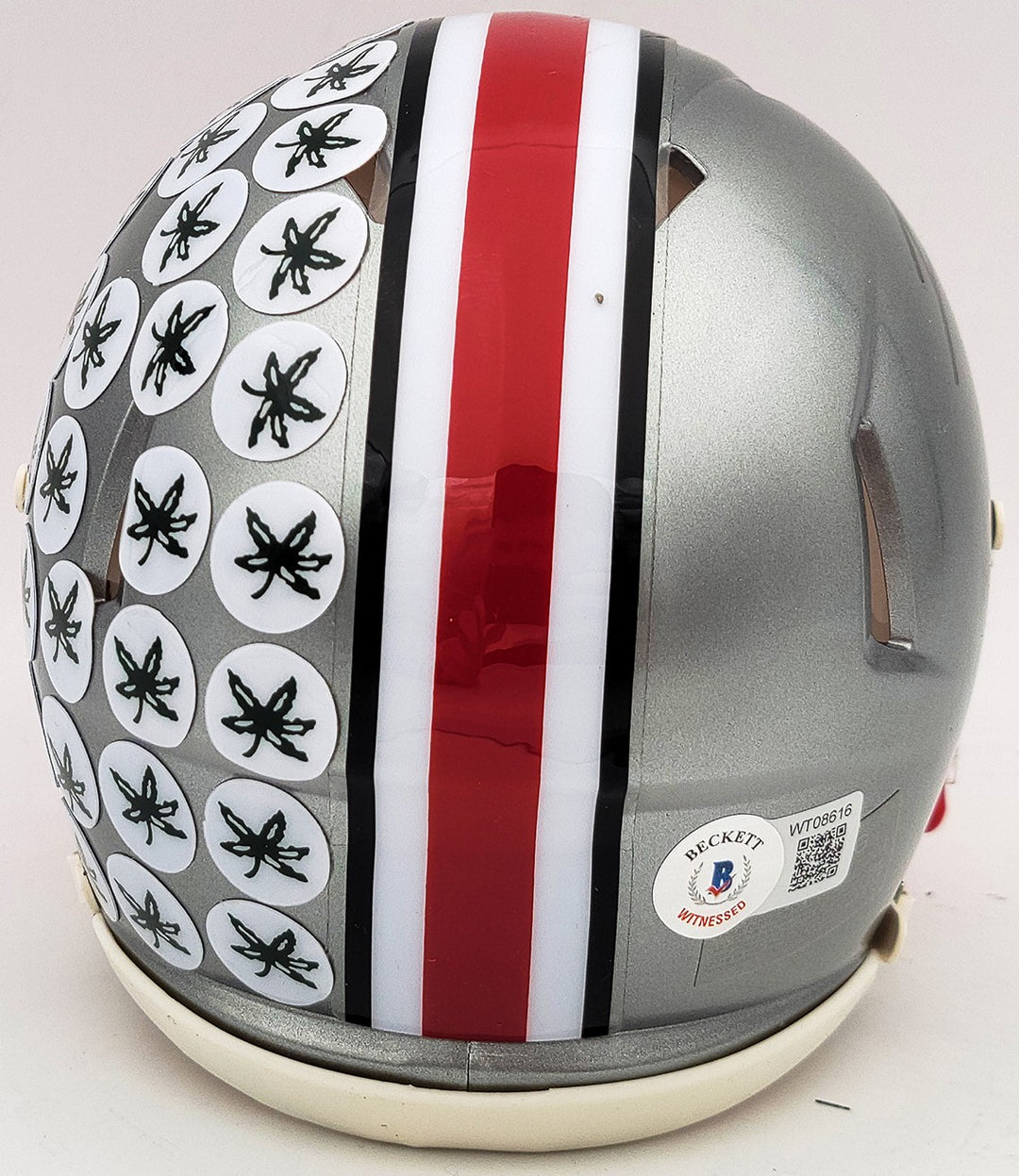 TreVeyon Henderson Auto Ohio State Buckeyes Flash Silver Mini Helmet Beckett