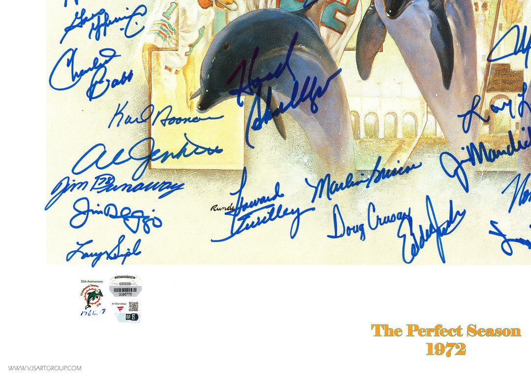 1972 Dolphins Perfect Season Team Auto Lithograph Photo 40+ Sigs Shula, Griese #