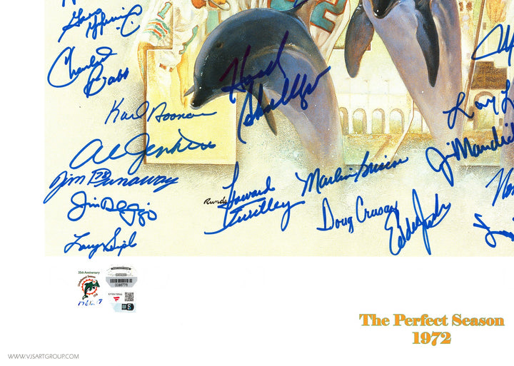 1972 Dolphins Perfect Season Team Auto Lithograph Photo 40+ Sigs Shula, Griese #