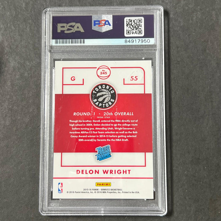 2015-16 Panini Donruss #245 Delon Wright Signed Card AUTO PSA Slabbed RC Raptors