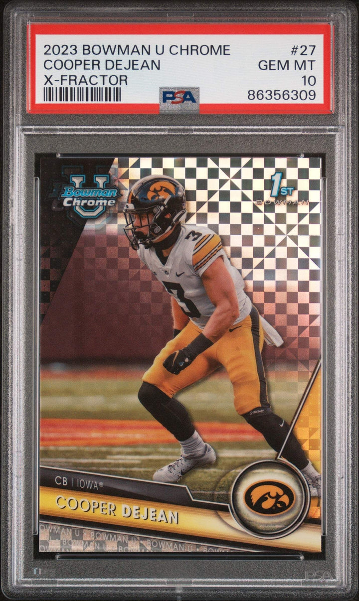 Graded 2023 Bowman U Chrome Cooper DeJean #27 Xfractor RC Football Card PSA 10