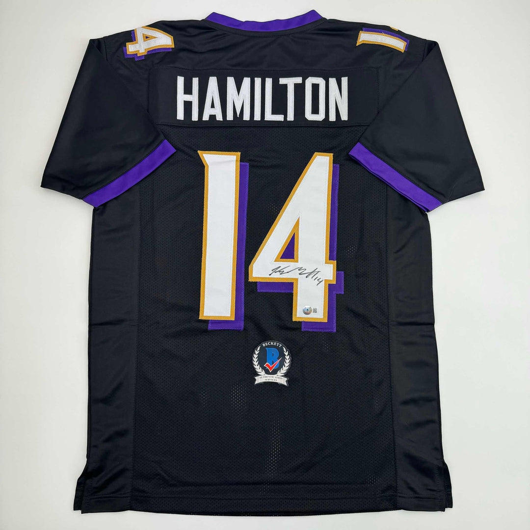 Autographed/Signed Kyle Hamilton Baltimore Black Jersey Beckett BAS COA