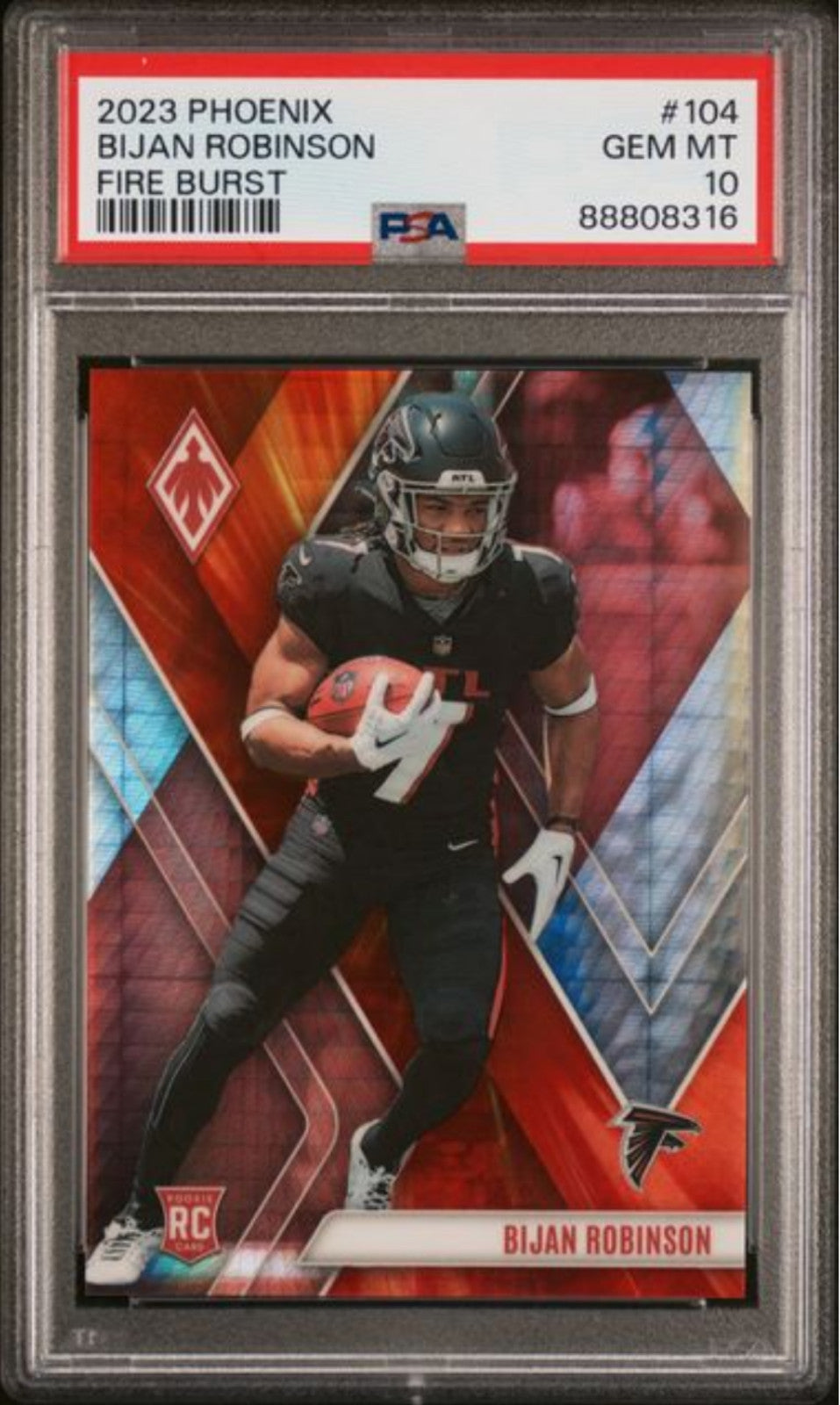 Graded 2023 Panini Phoenix Bijan Robinson 104 Fire Burst /340 Rookie Card PSA 10
